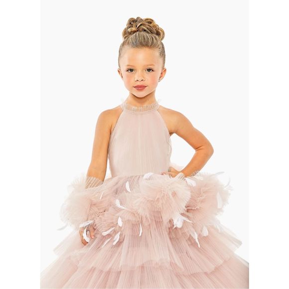 Mac Duggal Little Girl's & Girl's Tiered Ruffle-Trim Pleated Gown - Picture 3 of 9